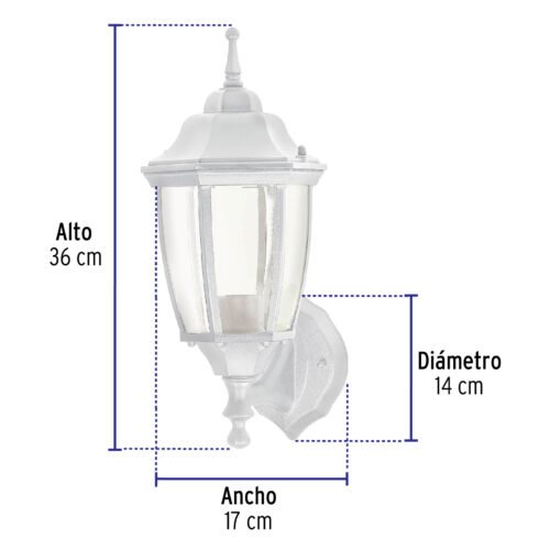 472882 47288 - Arbotante tipo farol tradicional soportado p/exterior blanco