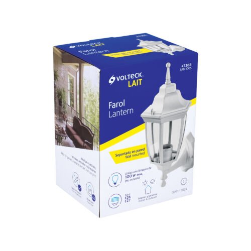 472885 47288 - Arbotante tipo farol tradicional soportado p/exterior blanco