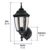 472892 47289 - Arbotante tipo farol tradicional soportado p/exterior, negro