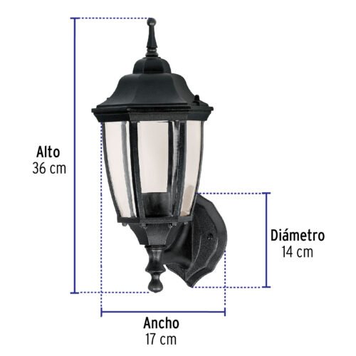 472892 47289 - Arbotante tipo farol tradicional soportado p/exterior, negro
