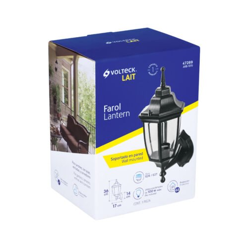 472895 47289 - Arbotante tipo farol tradicional soportado p/exterior, negro