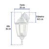 472902 47290 - Arbotante tipo farol tradicional suspendido p/exterior, bco.