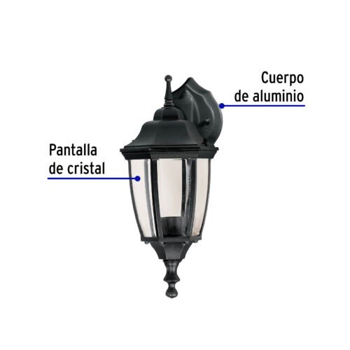 472911 47291 - Arbotante tipo farol tradicional suspendido p/exterior negro