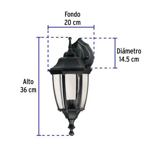 472912 47291 - Arbotante tipo farol tradicional suspendido p/exterior negro