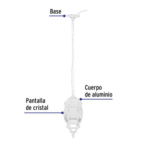 472961 47296 - Arbotante tipo farol tradicional colgante p/exterior, blanco