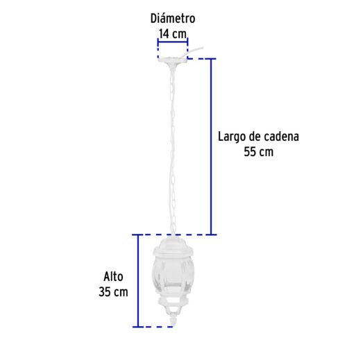 472962 47296 - Arbotante tipo farol tradicional colgante p/exterior, blanco