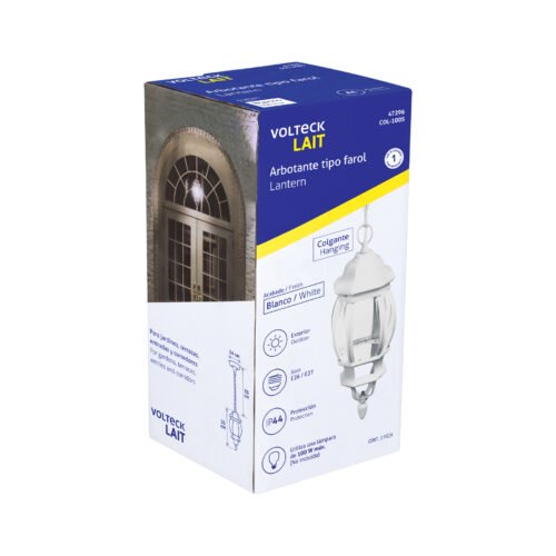 472964 47296 - Arbotante tipo farol tradicional colgante p/exterior, blanco
