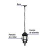 47297 - Arbotante tipo farol tradicional colgante p/exterior, negro