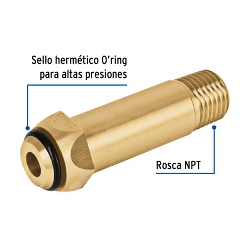473111 47311 - Punta pol de latón 1/4" x 5 cm, de rosca con O-ring, Foset
