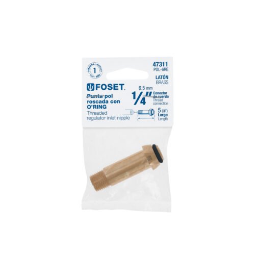 473112 47311 - Punta pol de latón 1/4" x 5 cm, de rosca con O-ring, Foset