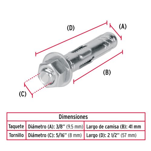 47320 - Caja con 100 taquetes expansivos de 5/16" con tornillo FIERO