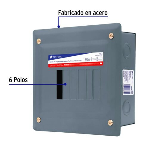 47331 - Centro de carga empotrable, 6 polos, Volteck
