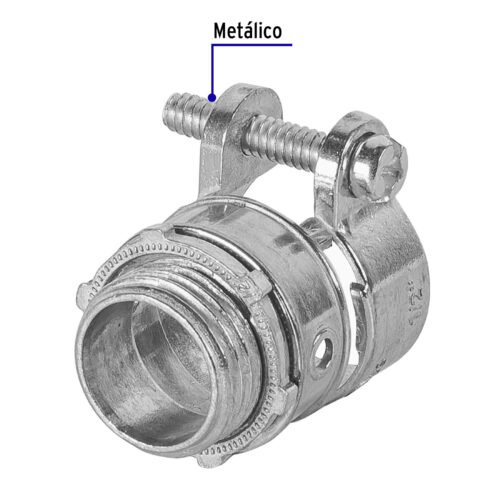 47340 - Conector recto 1/2" para tubo flexible metálico, Volteck