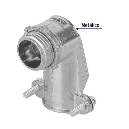 47343 - Conector curvo 1/2" para tubo flexible metálico, Volteck