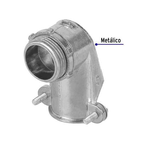 47344 - Conector curvo 3/4" para tubo flexible metálico, Volteck