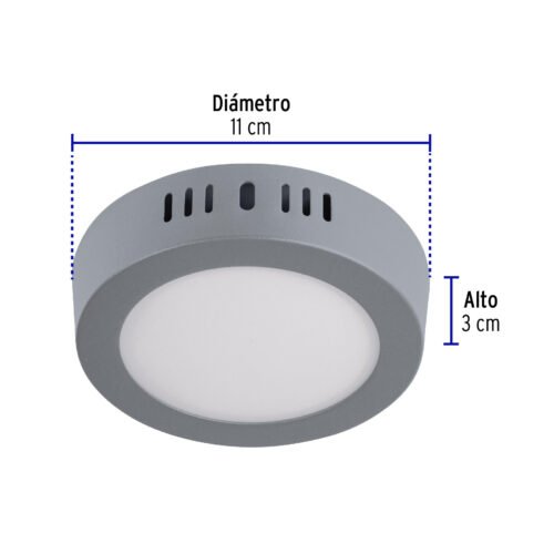 473461 47346 - Luminario LED tipo plafón 6 W, redondo, luz de día, gris