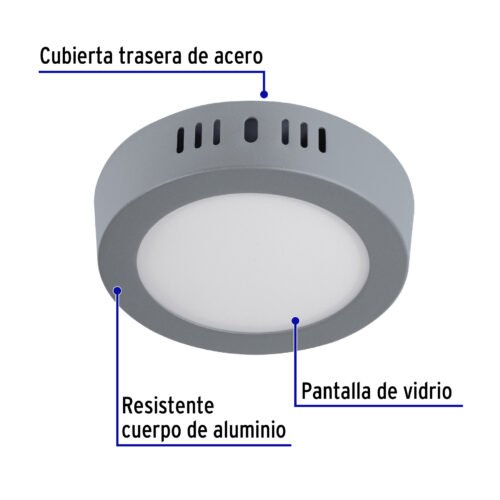 473463 47346 - Luminario LED tipo plafón 6 W, redondo, luz de día, gris