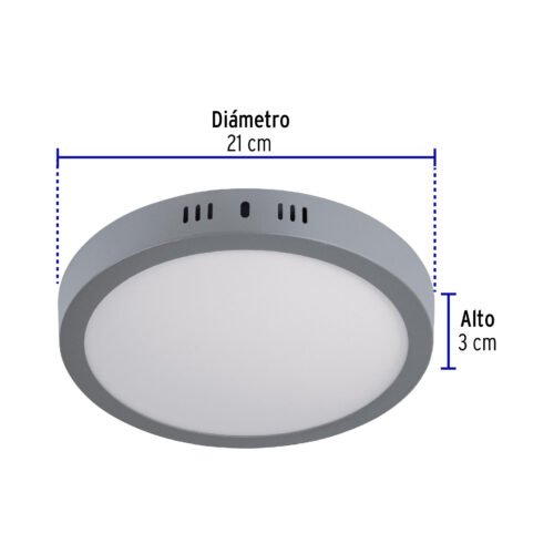 473481 47348 - Luminario LED tipo plafón 18 W, redondo, luz de día, gris