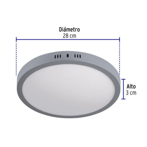 47349 - Luminario LED tipo plafón 24 W, redondo, luz de día, gris