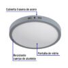 47349 - Luminario LED tipo plafón 24 W, redondo, luz de día, gris