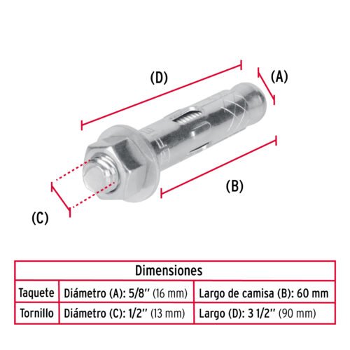 47356 - Caja con 25 taquetes expansivos de 1/2" con tornillo, FIERO
