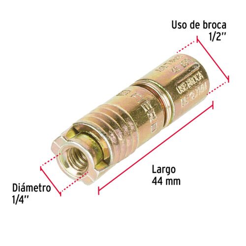 47364 - Caja con 100 taquetes expansivos de 1/4" sin tornillo, FIERO