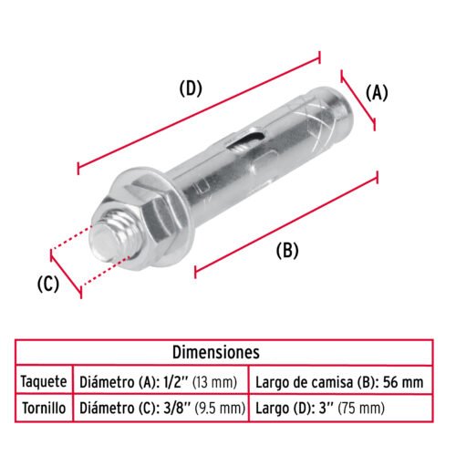 473702 47370 - Bolsa con 4 taquetes expansivos de 3/8" con tornillo, FIERO
