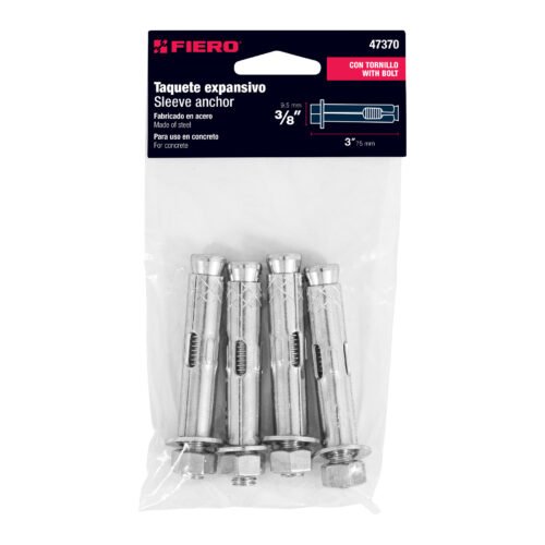 473703 47370 - Bolsa con 4 taquetes expansivos de 3/8" con tornillo, FIERO