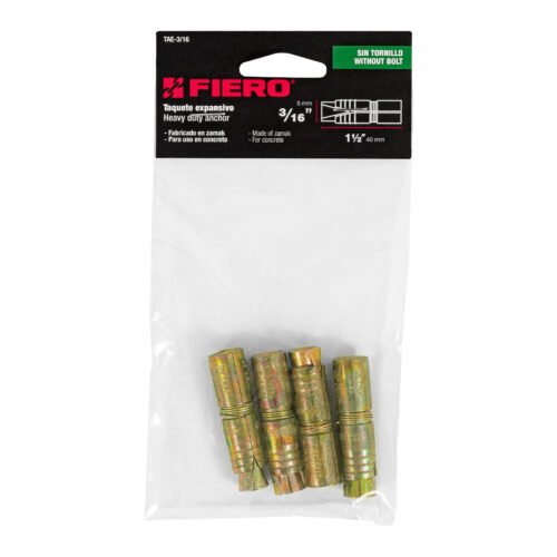 473733 47373 - Bolsa con 4 taquetes expansivos de 3/16" sin tornillo, FIERO