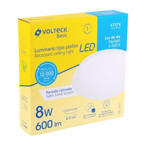 47374 - Luminario LED 8W plafón decorativo liso, luz de día, BASIC