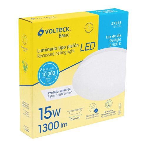 473754 47375 - Luminario LED 15W plafón decorativo liso, luz de día, BASIC