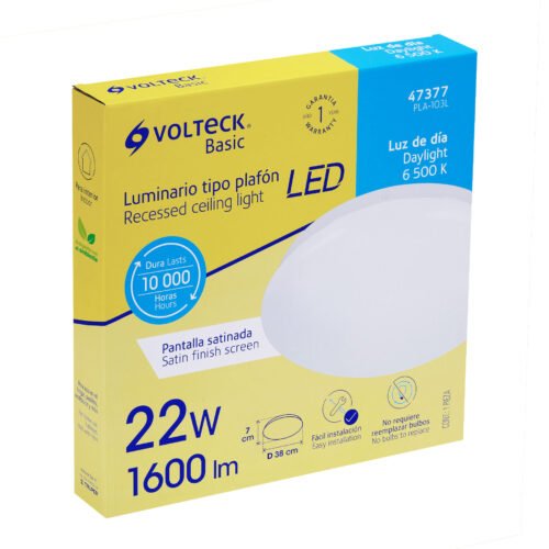 47377 - Luminario LED 22W plafón decorativo liso, luz de día, BASIC
