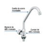 47379 - Llave individual fregadero,ABS,cuello corto,hexagonal, BASIC