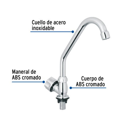 47379 - Llave individual fregadero,ABS,cuello corto,hexagonal, BASIC