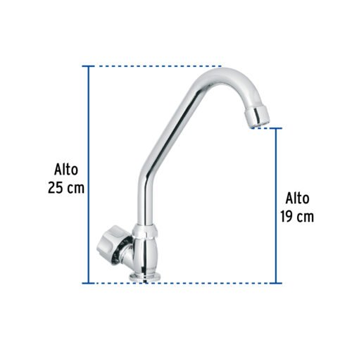 47379 - Llave individual fregadero,ABS,cuello corto,hexagonal, BASIC