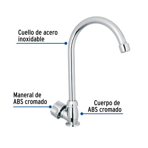 47380 - Llave individual fregadero,ABS,cuello curvo,hexagonal, BASIC