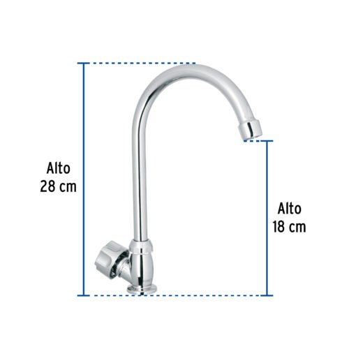 47380 - Llave individual fregadero,ABS,cuello curvo,hexagonal, BASIC