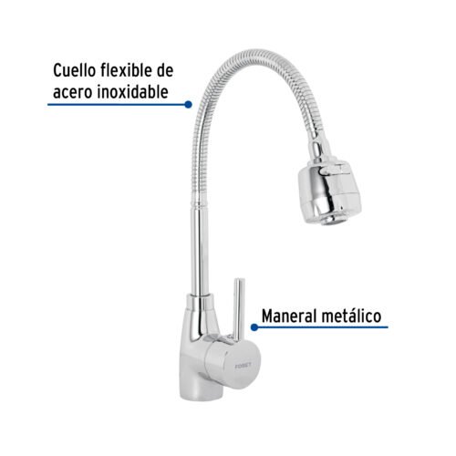 473861 47386 - Monomando para fregadero con cuello flexible, cromo, Tubig