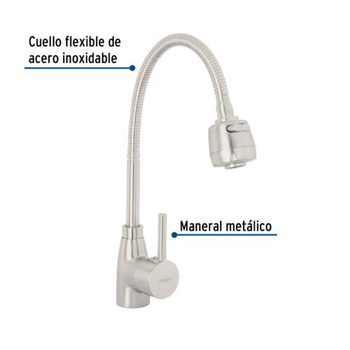 473871 47387 - Monomando para fregadero con cuello flexible, satín, Tubig