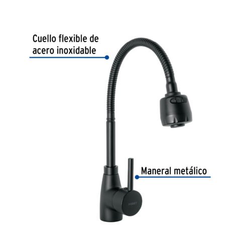 473881 47388 - Monomando para fregadero con cuello flexible, negro, Tubig