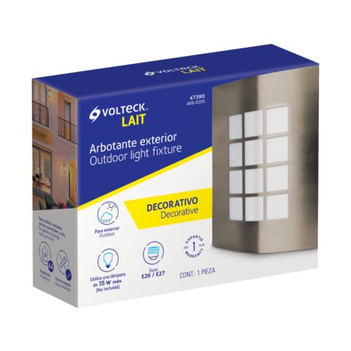 47390 - Arbotante decorativo cuerpo acero inox, lámpara no incluida