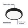 47397 - Luminario LED tipo plafón 18 W, redondo, luz de día, negro