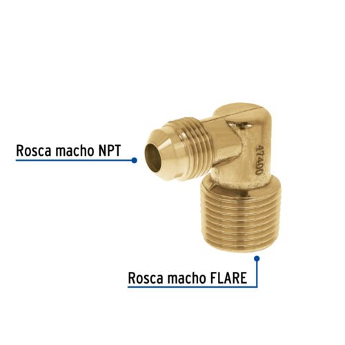 47400 - Codo terminal a 90° de latón 3/8 x 1/2", Foset