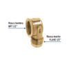 47405 - Codo para estufa a 90° de latón de 1/2 x 1/2", Foset