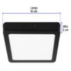 474162 47416 - Luminario LED tipo plafón 12 W, cuadrado, luz de día, negro