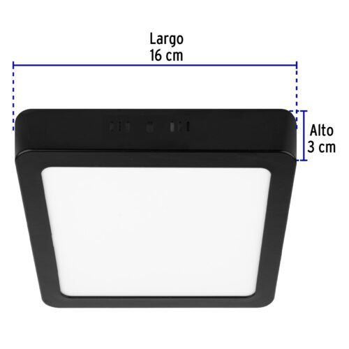 474162 47416 - Luminario LED tipo plafón 12 W, cuadrado, luz de día, negro