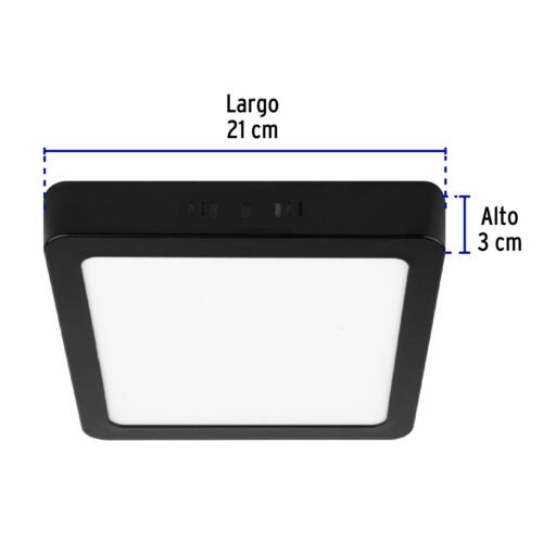 474172 47417 - Luminario LED tipo plafón 18 W, cuadrado, luz de día, negro