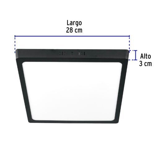 47418 47418 - Luminario LED tipo plafón 24 W, cuadrado, luz de día, negro