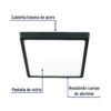 474181 47418 - Luminario LED tipo plafón 24 W, cuadrado, luz de día, negro