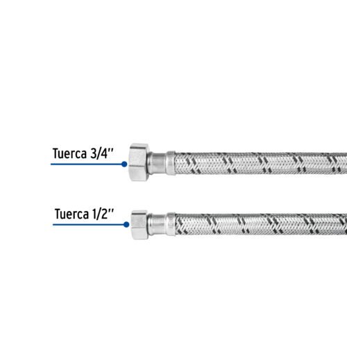 47425 - Manguera para boiler, acero inox, 1/2"x3/4", 120 cm, Foset